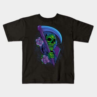 Grim Reaper and Roses Kids T-Shirt